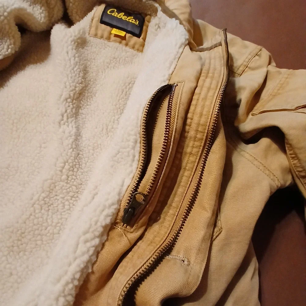 Cabelas Roughneck Jacket Mens Large Sherpa Lined Canvas Field Coat Warm